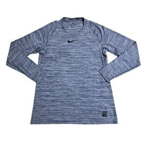 Nike Pro Drifit Mens Medium Performance Long Sleeve Heather Blue Gray Tshirt